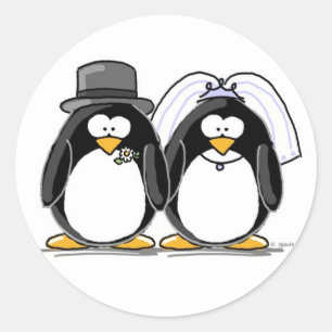 Bride and Groom Penguin Stickers