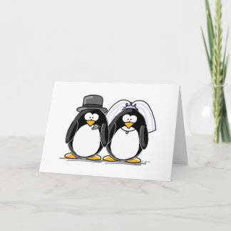 Bride and Groom Penguins Card