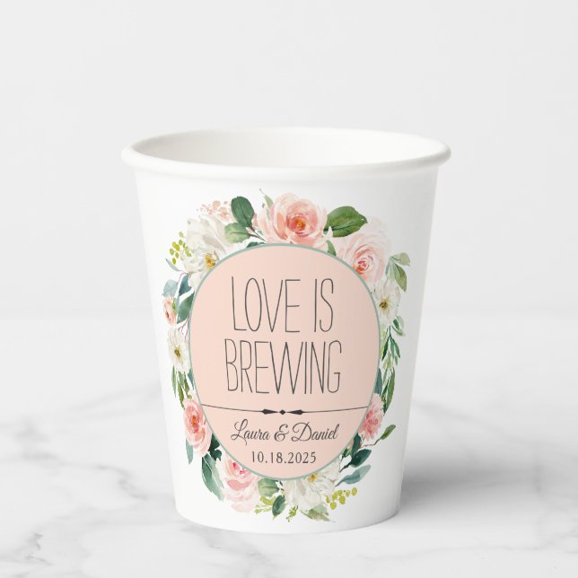 Bride and Groom Personalized Coffee Paper Cups (Front)