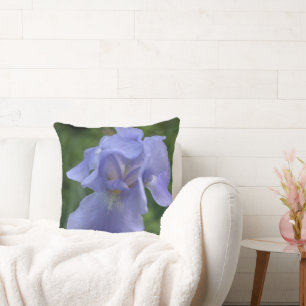 Bride and Groom Perwinkle Iris Floral Personalize Throw Pillow