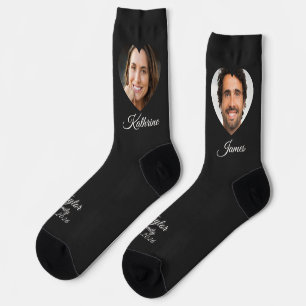 Bride and Groom Picture Name Dark Photo Socks
