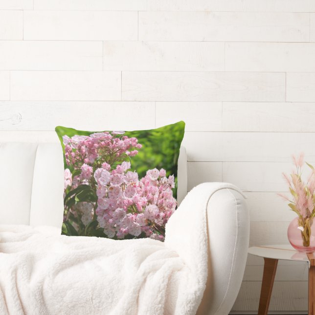 Bride and Groom Pink Mountain Laurel Throw Pillow (Couch)