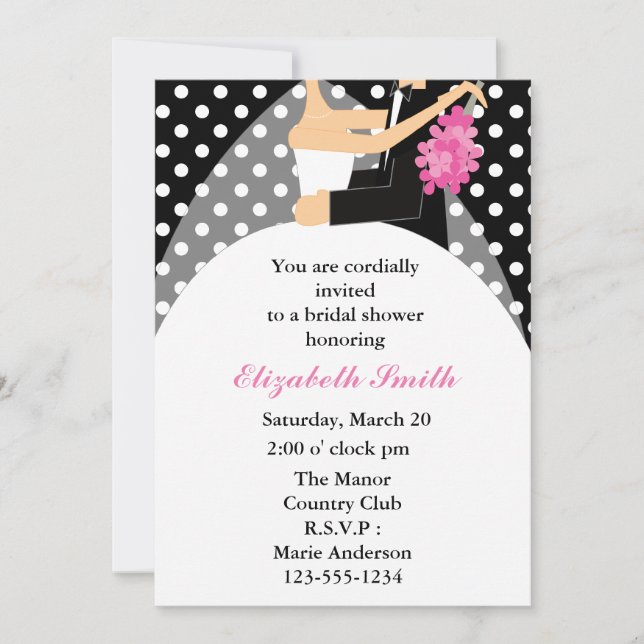 Bride and Groom Polka Dots Bridal Shower Invitation (Front)