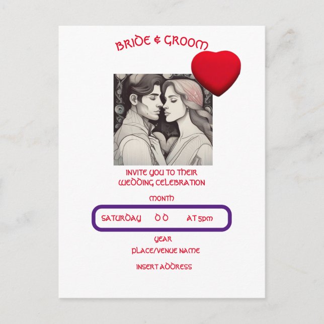 BRIDE AND GROOM POSTCARD (Front)