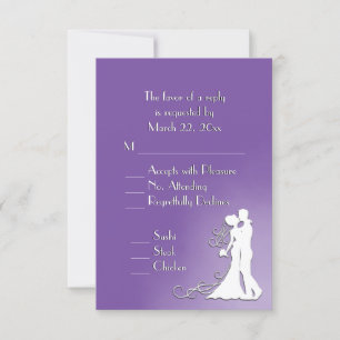 Bride and Groom Royal Purple RSVP with Menu