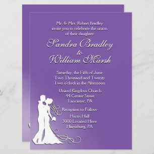 Bride and Groom Royal Purple Wedding Invitation