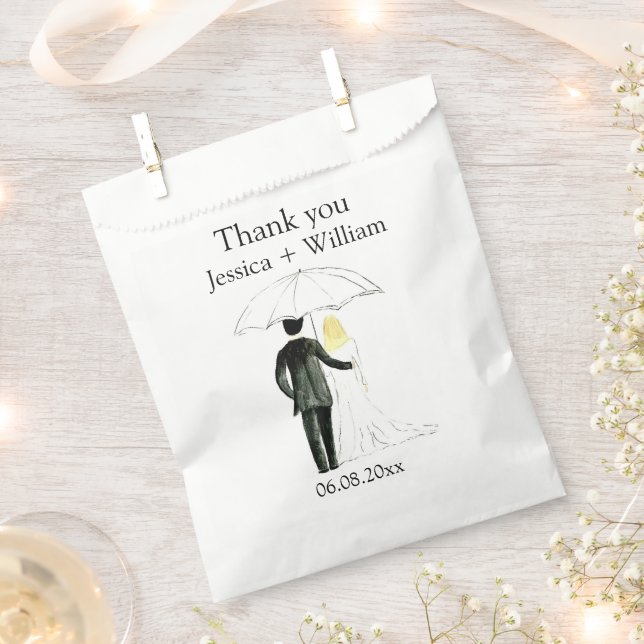 Bride and Groom Rustic Modern Elegant Wedding  Favour Bag (Clipped)