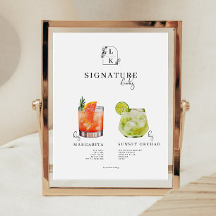 Bride And Groom   Signature Drinks Menu Pedestal Sign