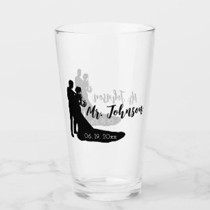 Bride and Groom Silhouette Glass