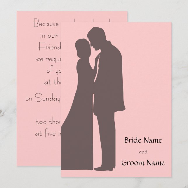 Bride and groom Silhouette Invitation (Front/Back)