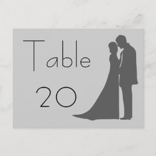 Bride and Groom silhouette Table Number Postcard