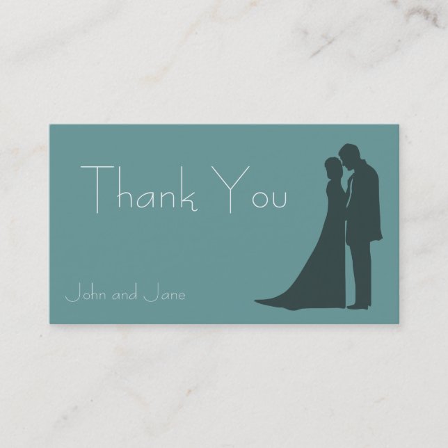 Bride and Groom silhouette Thank You Business Card (Front)
