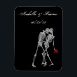 Bride and Groom Skeleton Gothic Vampire Wedding Magnet<br><div class="desc">What could be more Goth than dancing skeletons? These two bone heads are madly in love and dancing through Eternity. All elements are printed on our high quality products, they do not include any real gold, jewels, embossing, or other textile elements. All designs are copyright Tabitha Jones all rights reserved....</div>