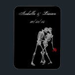 Bride and Groom Skeleton Gothic Vampire Wedding Magnet<br><div class="desc">What could be more Goth than dancing skeletons? These two bone heads are madly in love and dancing through Eternity. All elements are printed on our high quality products, they do not include any real gold, jewels, embossing, or other textile elements. All designs are copyright Tabitha Jones all rights reserved....</div>