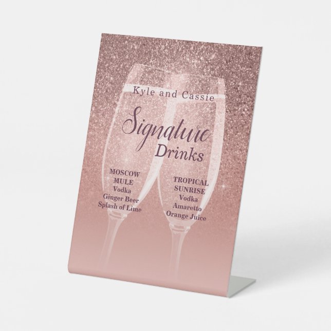 Bride and Groom Sparkle Signature Drink Sign (Front)