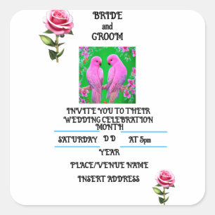 BRIDE AND GROOM SQUARE STICKER