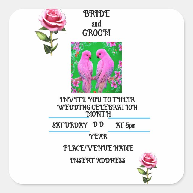 BRIDE AND GROOM SQUARE STICKER (Front)