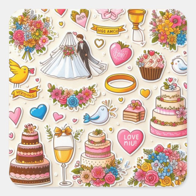 Bride and Groom Sticker Collection" (Front)