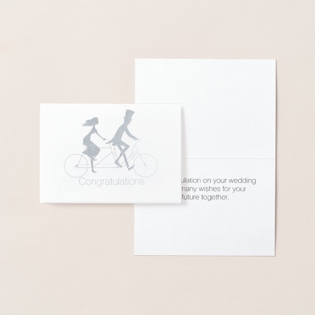 Bride and Groom Tandem Riding Bike Wedding Card (Display)