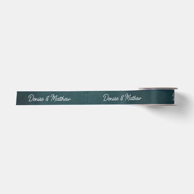Bride and Groom Teal Satin Ribbon (Front)