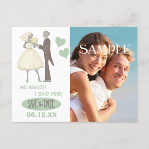 Bride and Groom Template Save the Date Wedding Postcard