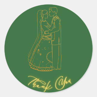 Bride and groom Thank you 2 Classic Round Sticker