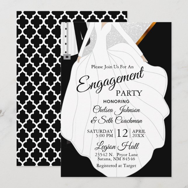 Bride and Groom Theme - Engagement Invitation (Front/Back)