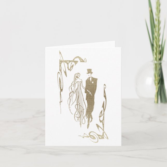 Bride and Groom Wedding & Anniversary Art Gifts Card (Front)