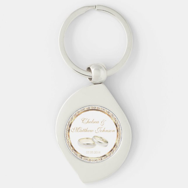 Bride and Groom Wedding Bands Keychain (Front)