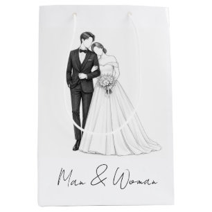Bride and Groom Wedding Couple  Art Medium Gift Bag