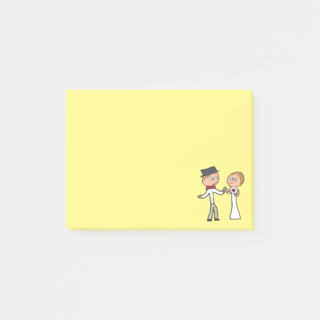 Bride and Groom Wedding Day Post-it Notes (Front)