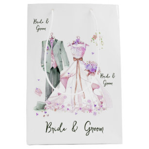 Bride and Groom Wedding Dress & Suit Medium Gift Bag