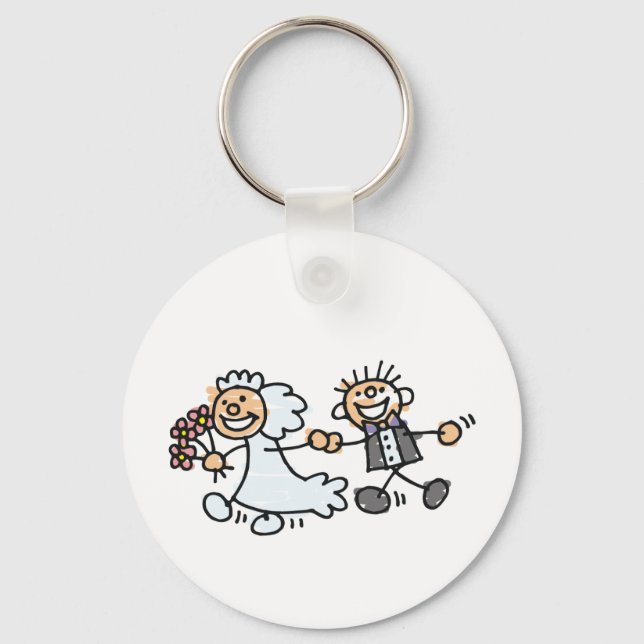 Bride And Groom Wedding Elope Elopement Keychain (Front)