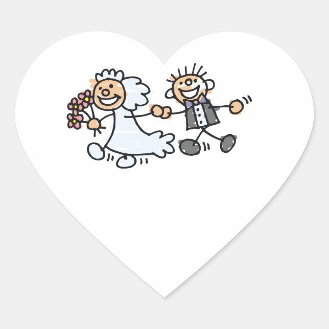 Bride And Groom Wedding Elope Elopement Wedding He Heart Sticker (Front)