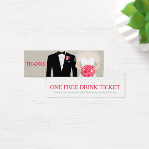 Bride and groom wedding free drink voucher card