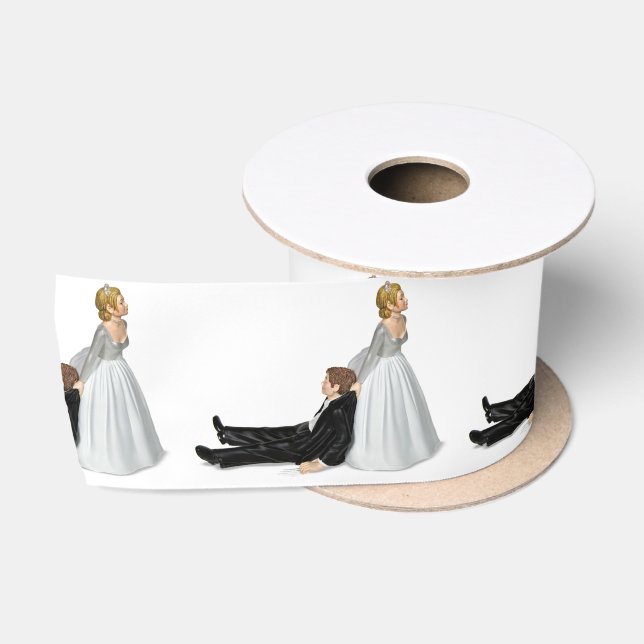 Bride and Groom Wedding Humour Satin Ribbon (Spool)