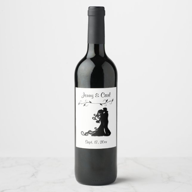 Bride and Groom Wedding Personalized  White Wine Label (Front)