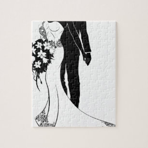 Bride and Groom Wedding Silhouette Jigsaw Puzzle