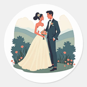 Bride and Groom Wedding Sticker