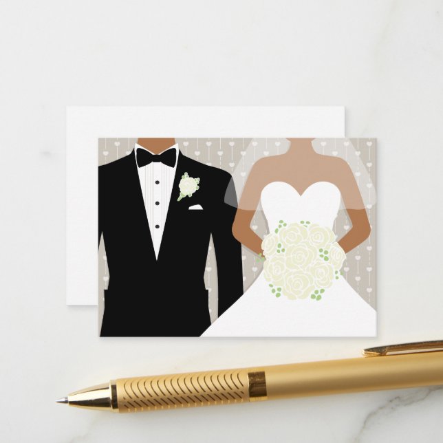 Bride and groom wedding white roses info enclosure card (Front/Back In Situ)
