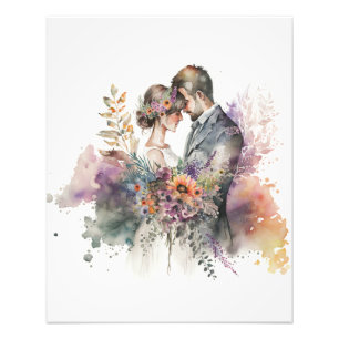 bride and groom with delicate   Photo Enlargement
