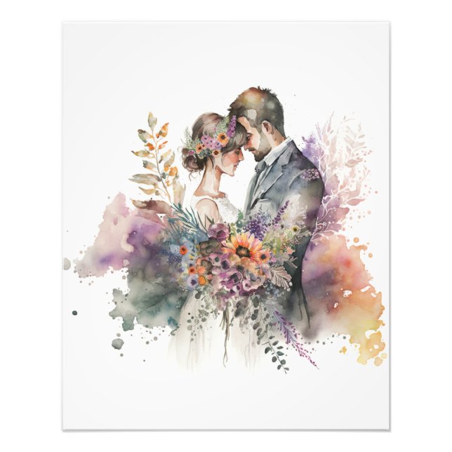  bride and groom with delicate   Photo Enlargement Print (Front)