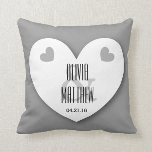 Bride and Groom with Hearts Wedding V04 SILVER 2 Throw Pillow