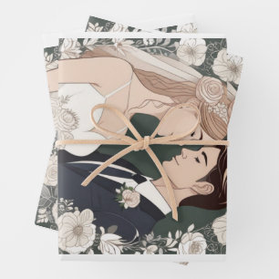  BRIDE AND GROOM   WRAPPING PAPER SHEET