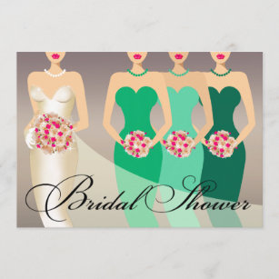 Bride and her Bridesmaids Bridal Shower   green Invitation