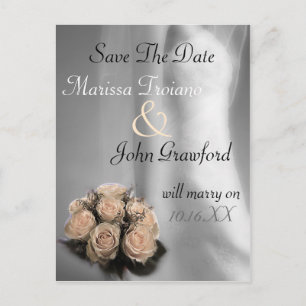 Bride And Roses Save The Date Announcement Postcar Postcard