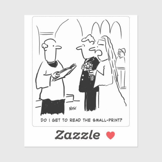Bride and Small Print Wedding Vows Cartoon. (Sheet)
