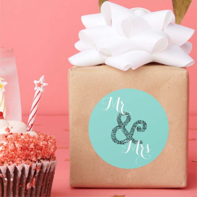 BRIDE Autumn Wedding Mr & Mrs Shower Party Classic Round Sticker (Party)