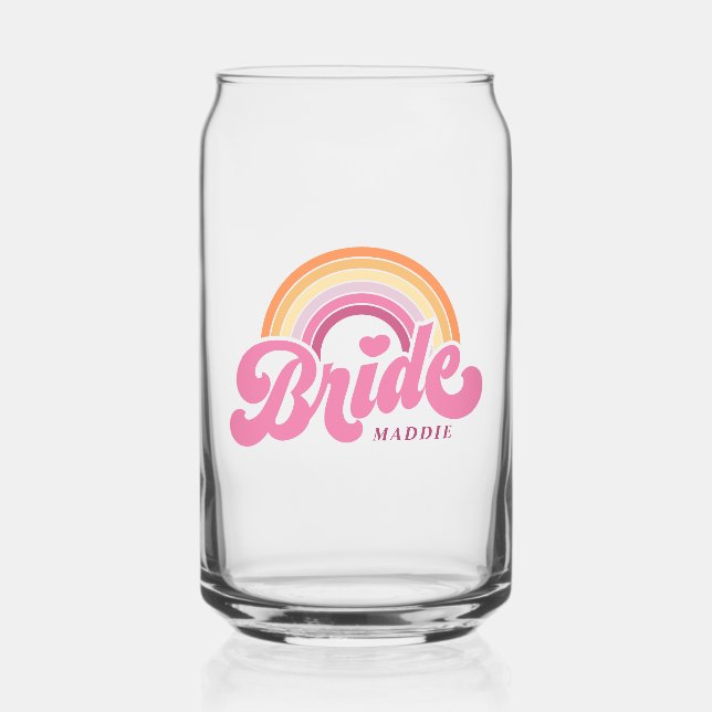 Bride Babe Bachelorette Custom Name  Can Glass (Front)