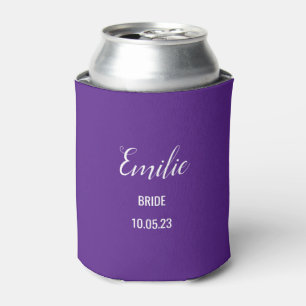 bride bachelorette party custom name & date purple can cooler